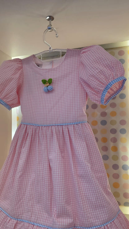 Vestido Infantil Xadrez Rosa Buá
