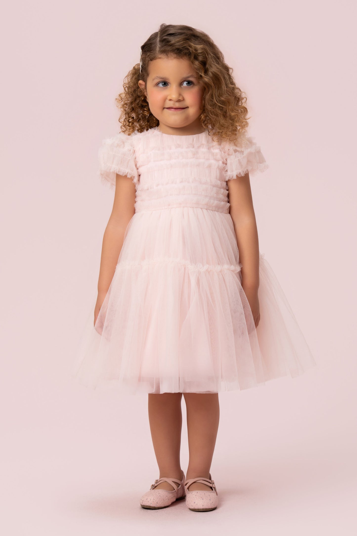 Vestido Infantil Manga Babados Petit Cherie