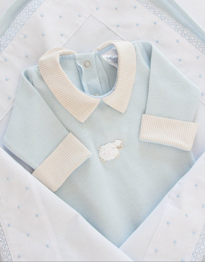 Macacão Bebê Ovelha Azul Buá