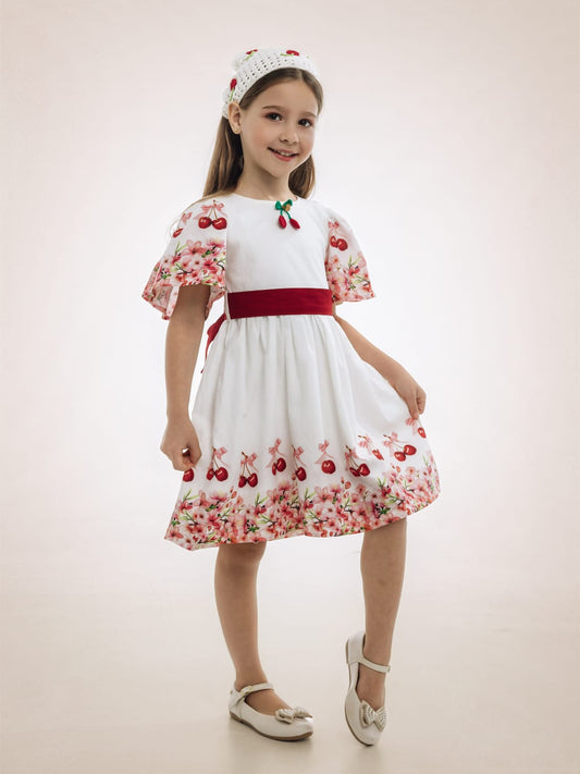 Vestido Infantil Cereja Barrado Buá