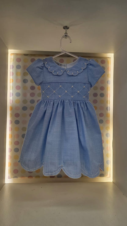 Vestido Bebê Festonê Azul Buá