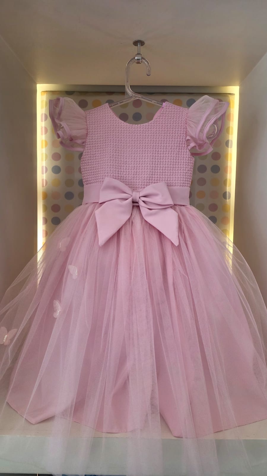 Vestido Infantil Rosa Corpo Bordado Buá