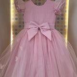 Vestido Infantil Rosa Corpo Bordado Buá
