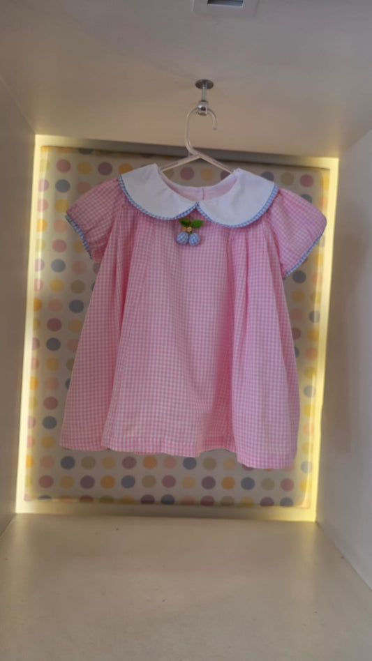 Vestido Bebê Xadrez Rosa Buá