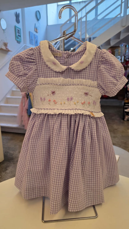 Vestido Infantil Xadrez Lilás Buá