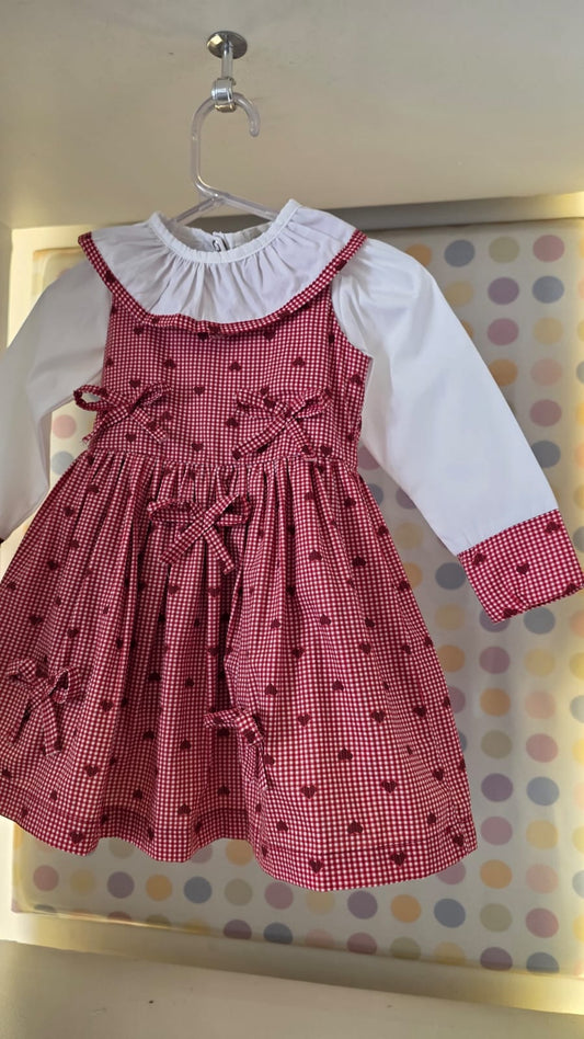 Vestido Bebê Corações Vermelho Buá