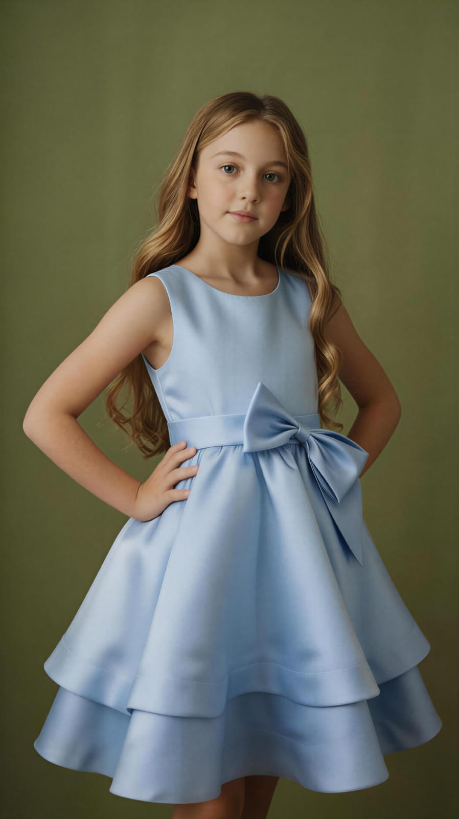 Vestido Infantil Saia Dupla Azul Buá