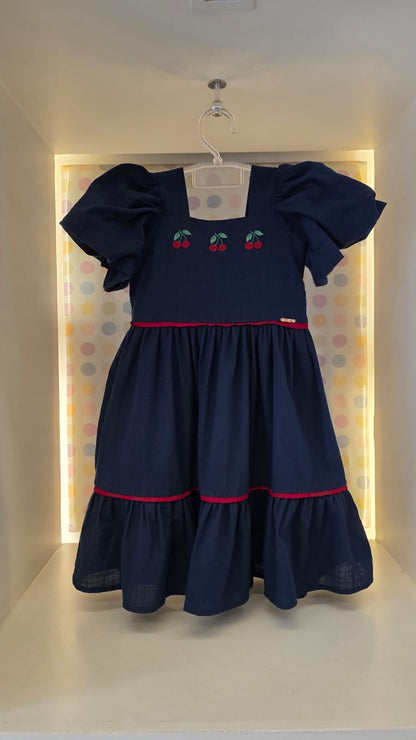 Vestido Infantil Marinho Cereja Buá