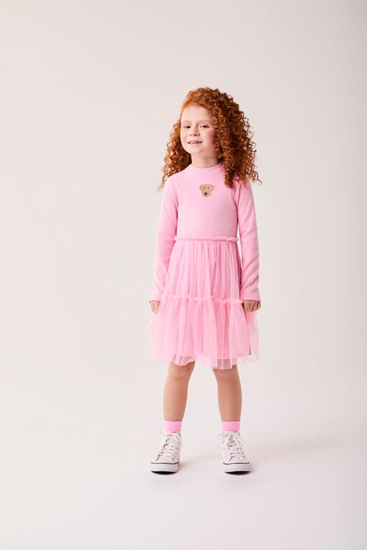 Vestido Infantil Rosa Tule Bimbi
