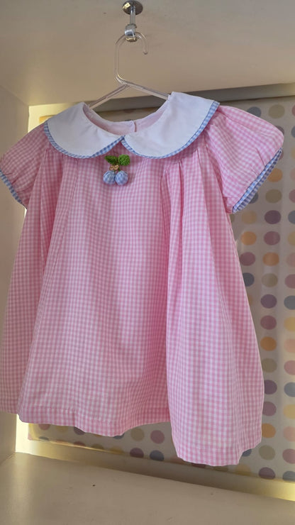 Vestido Bebê Xadrez Rosa Buá