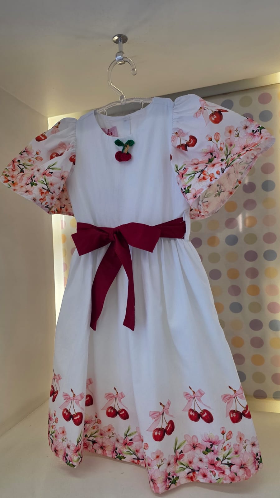 Vestido Infantil Cereja Barrado Buá