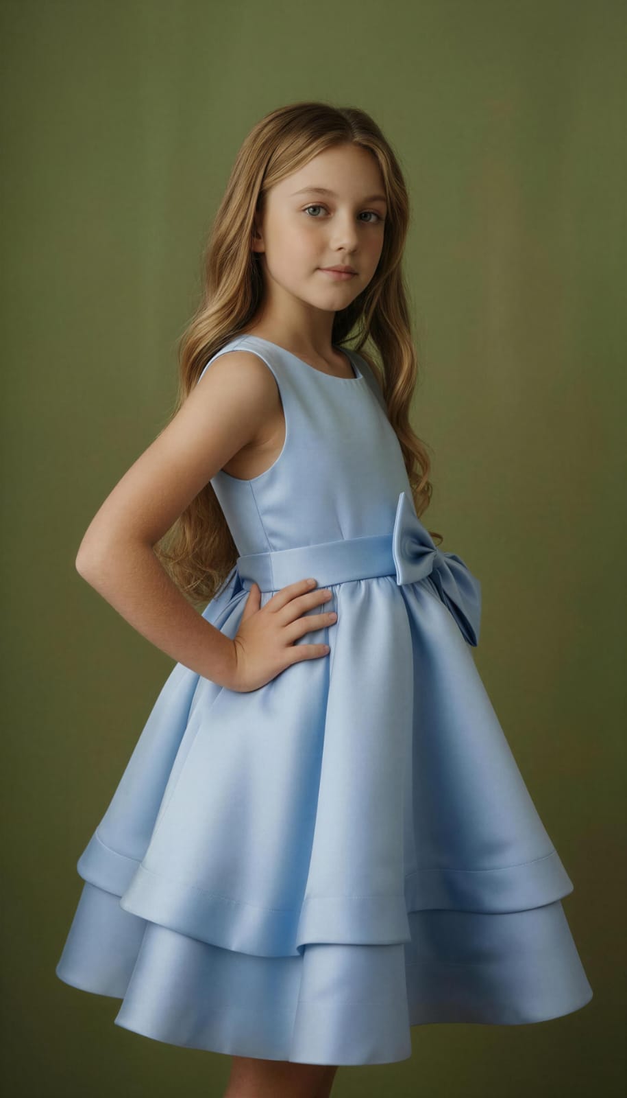 Vestido Infantil Saia Dupla Azul Buá