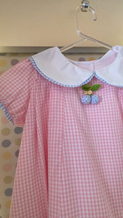Vestido Bebê Xadrez Rosa Buá