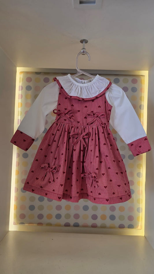 Vestido Bebê Corações Vermelho Buá