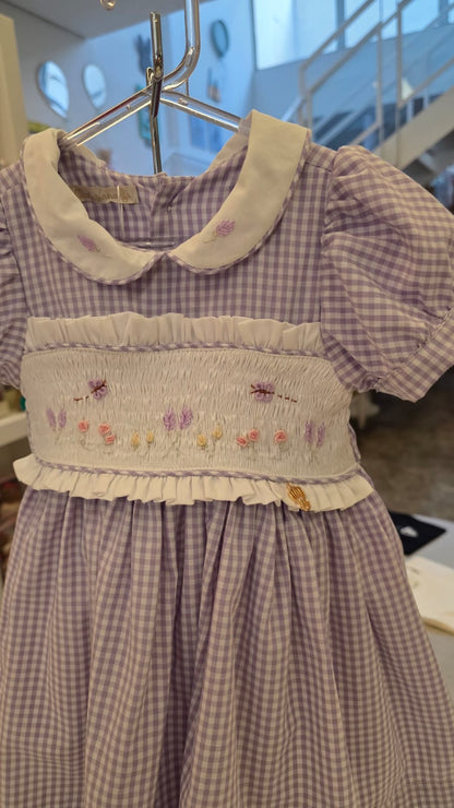 Vestido Infantil Xadrez Lilás Buá