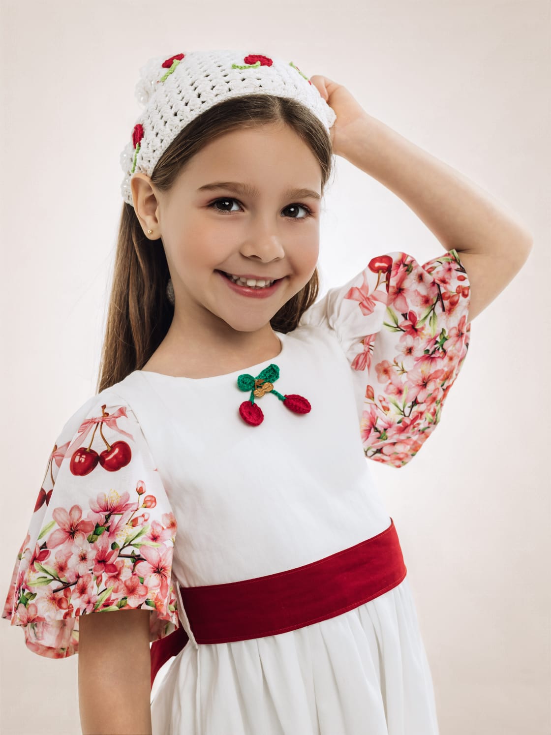 Vestido Infantil Cereja Barrado Buá