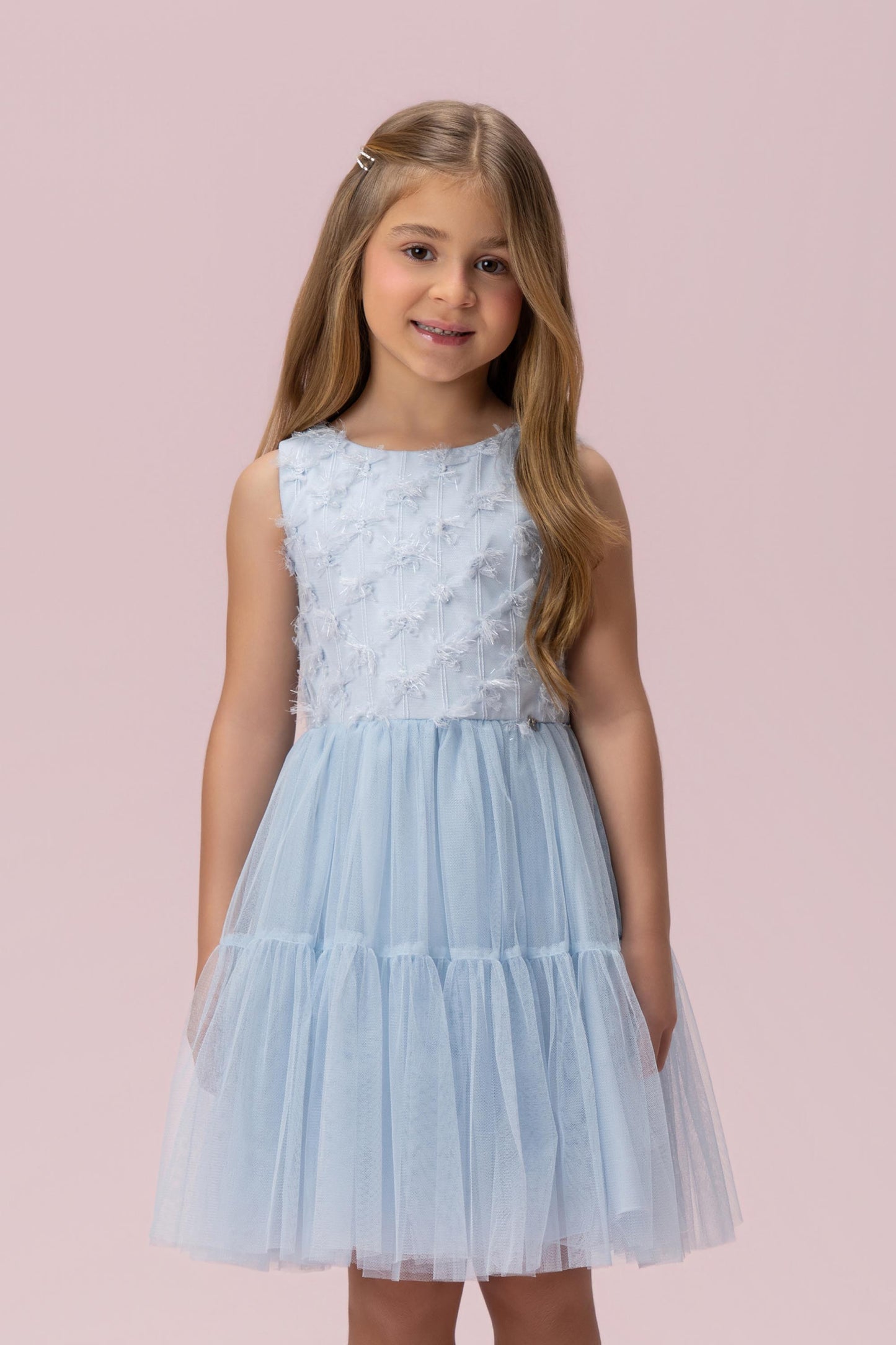 Vestido Infantil Azul Textura Petit Cherie