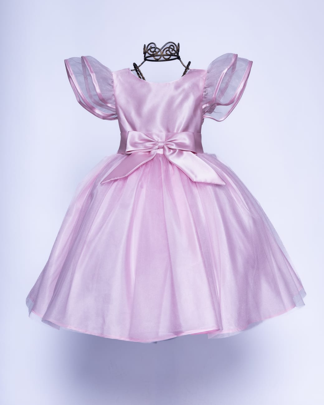 Vestido Infantil Festa Rosa Laço Buá