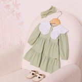 Vestido Verde Gola Flor Buá