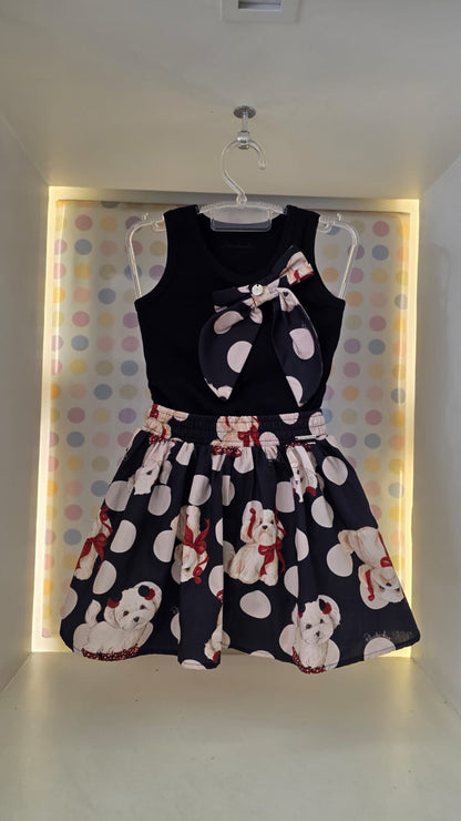 Conjunto Infantil Preto Cachorros Pituchinhus