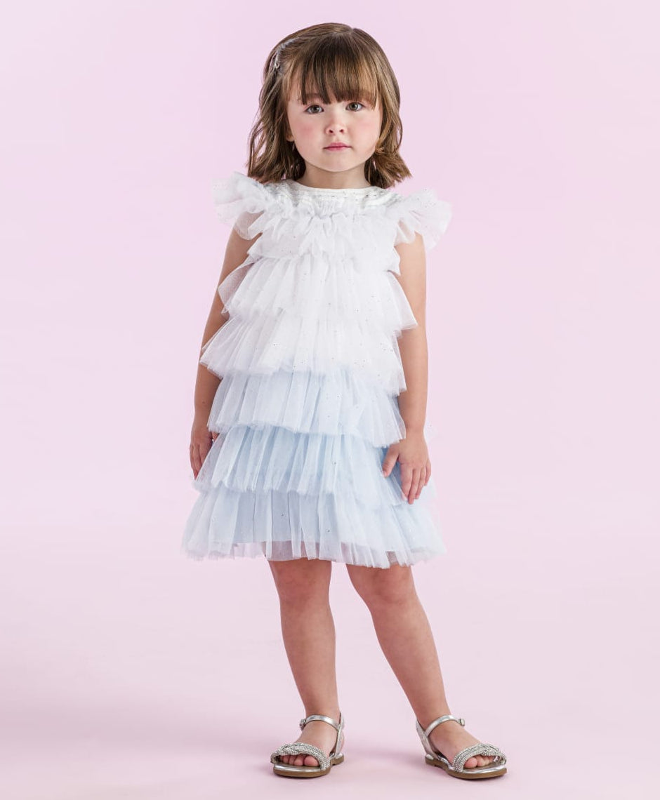 Vestido Infantil Babados Tule Petit Cherie