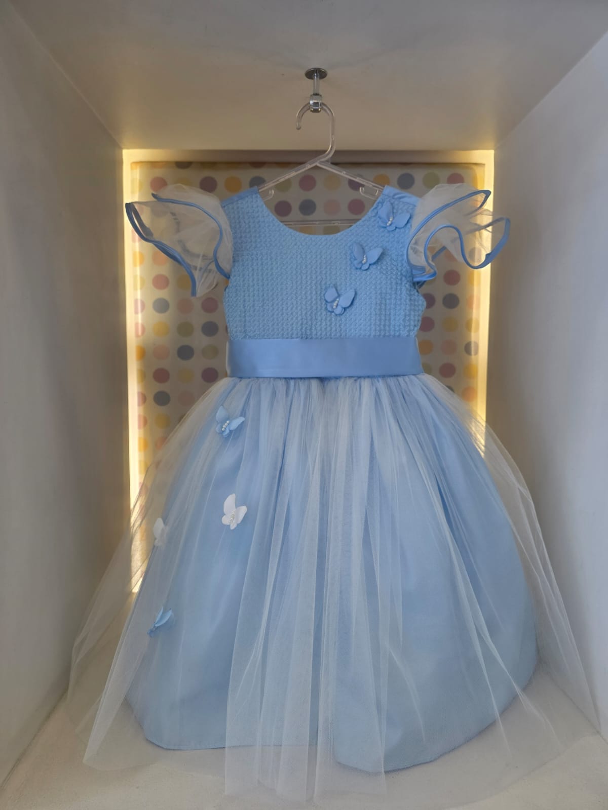 Vestido Infantil Azul Borboleta Buá