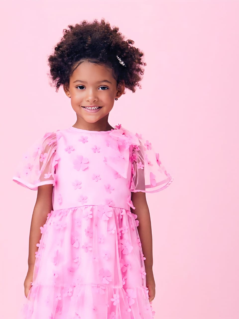 Vestido Infantil Flores 3D Momi