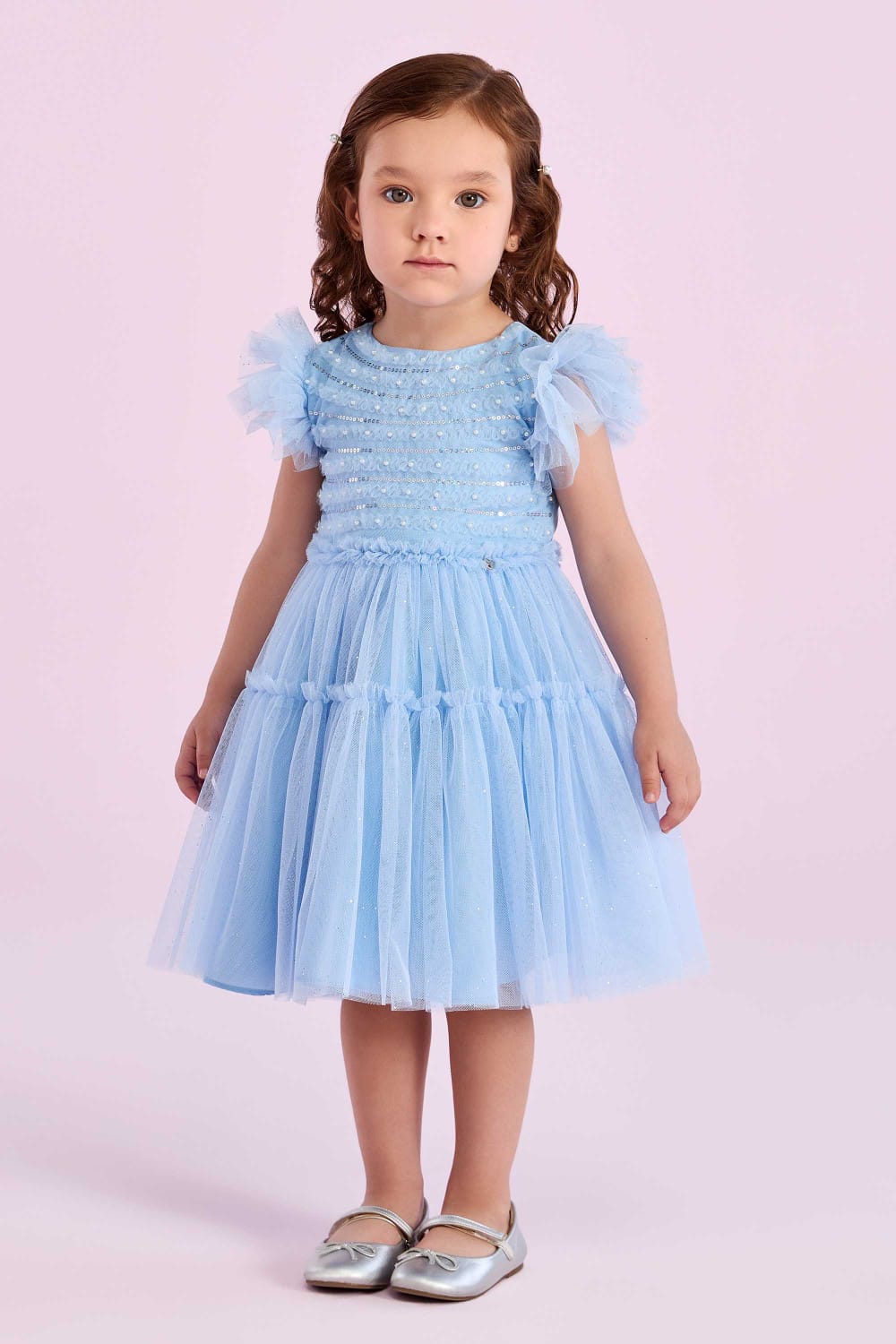 Vestido Azul Paetê Petit Cherie