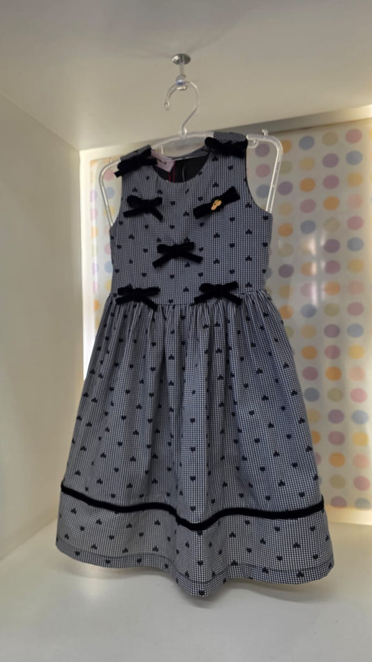 Vestido Infantil Corações Preto Buá