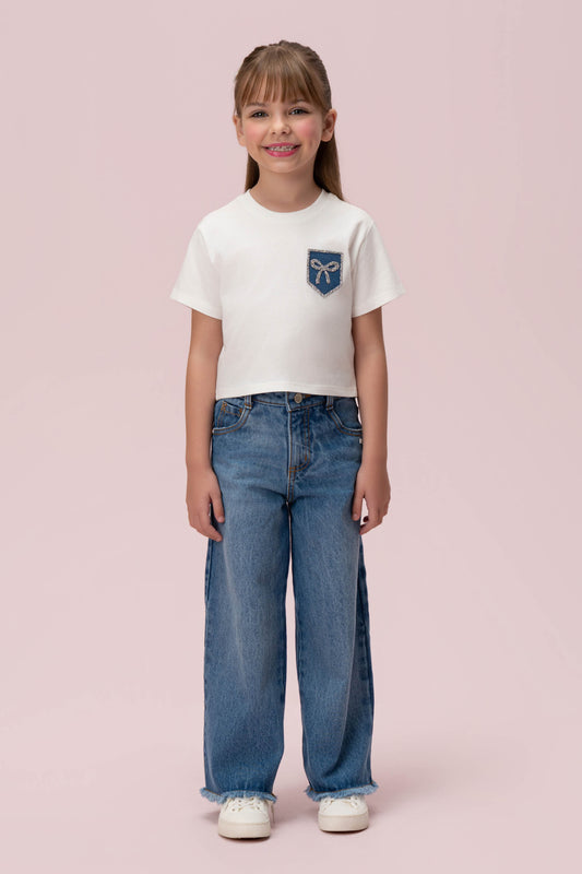 T-Shirt Infantil Branca Petit Cherie
