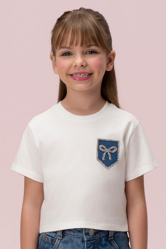T-Shirt Infantil Branca Petit Cherie
