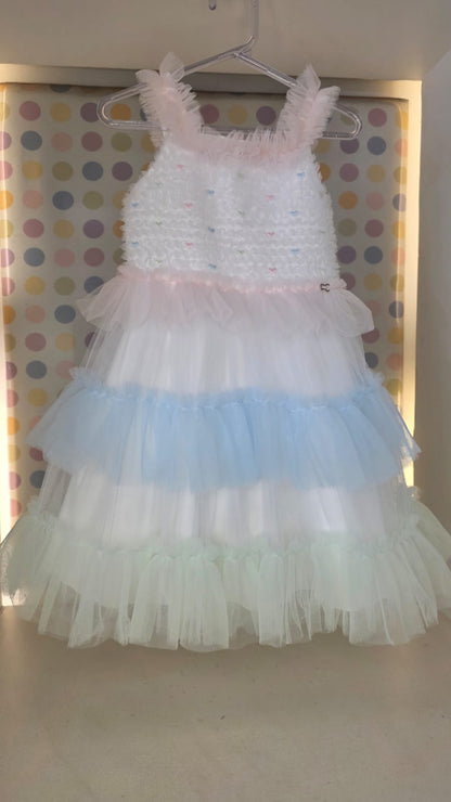 Vestido Infantil Color Corações Petit Cherie