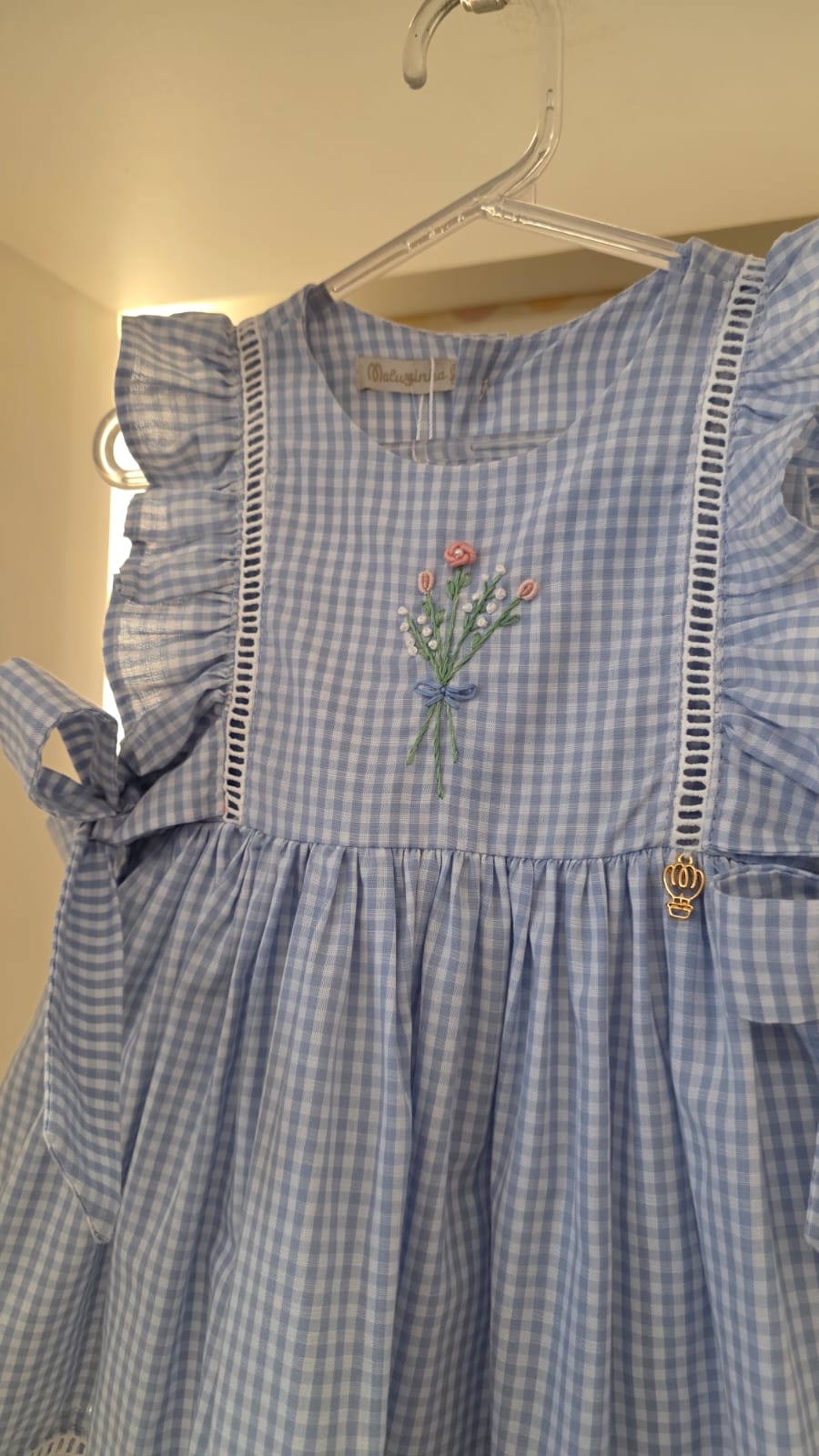 Vestido Bebê Xadrez Azul Buá