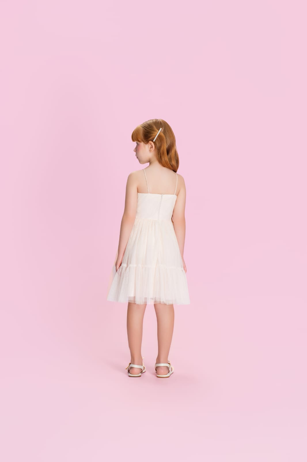 Vestido Infantil Creme Xadrez Petit Cherie