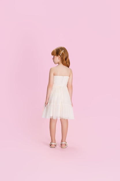 Vestido Infantil Creme Xadrez Petit Cherie