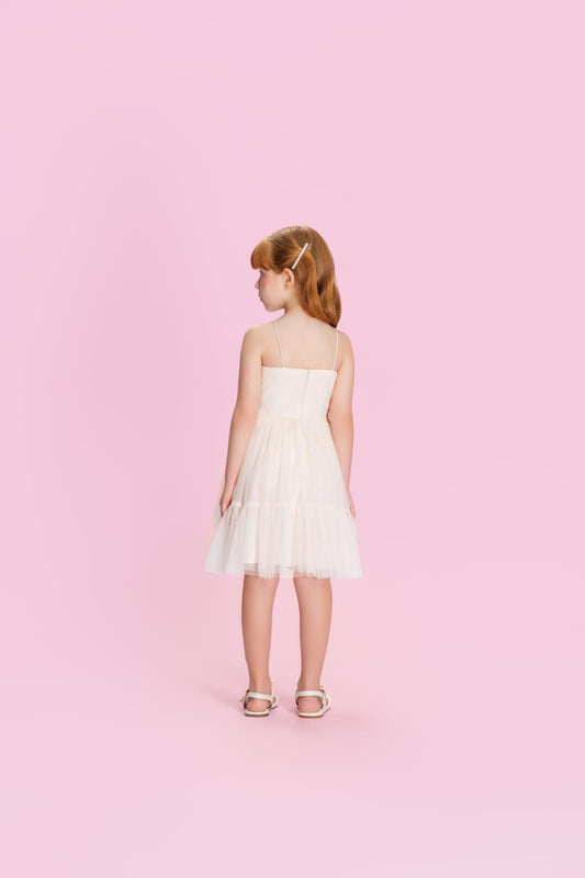 Vestido Infantil Creme Xadrez Petit Cherie