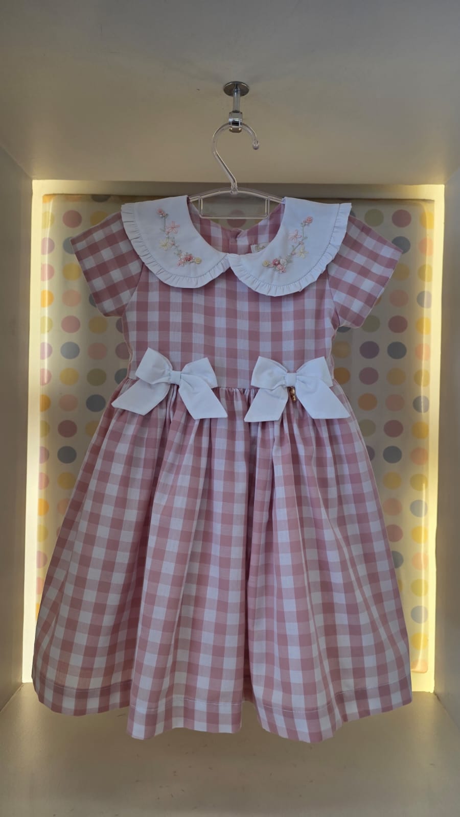 Vestido Bebê Xadrez Rosa Buá
