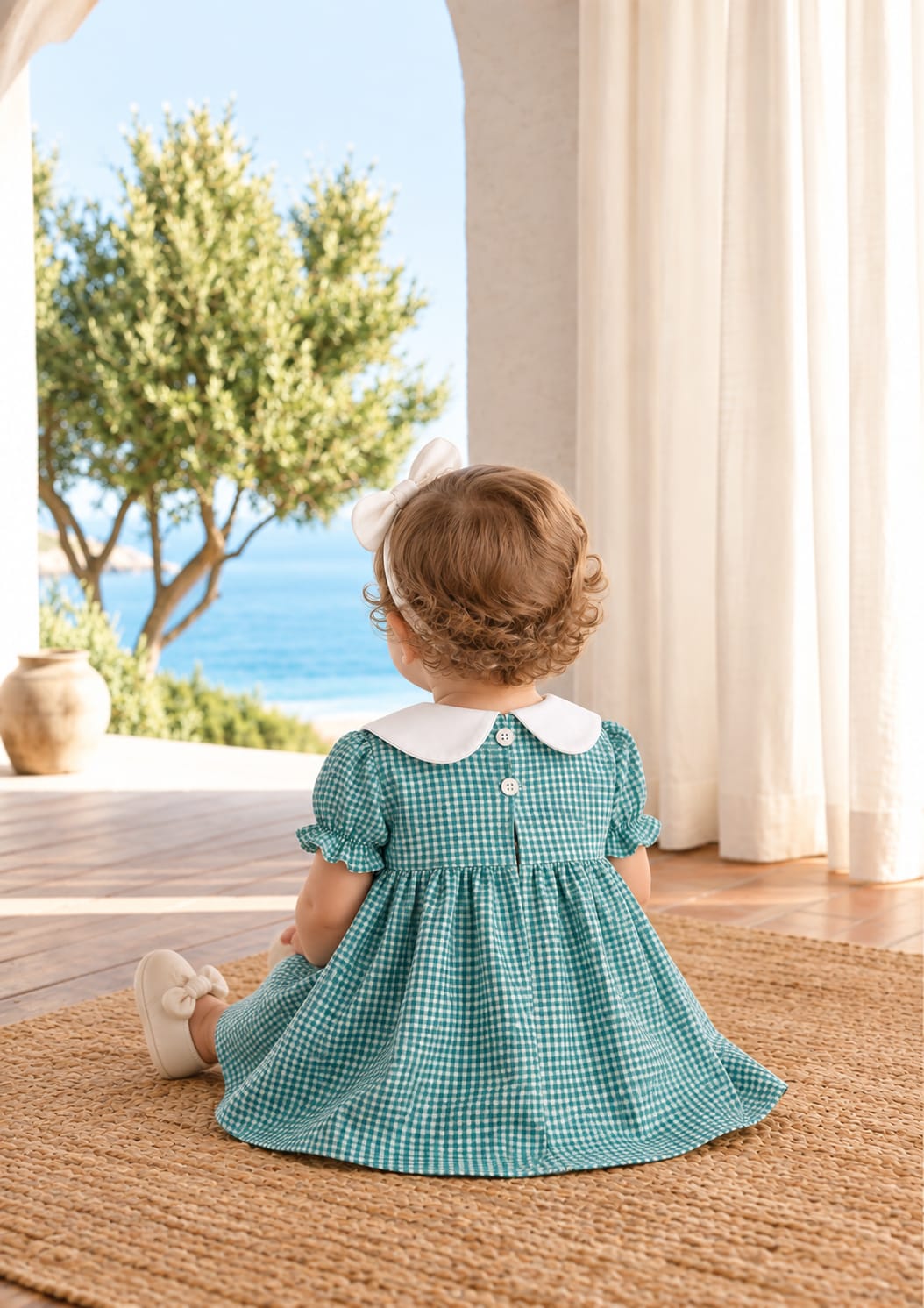 Vestido Bebê Xadrez Verde Buá