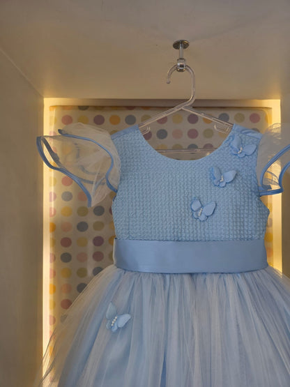 Vestido Infantil Azul Borboleta Buá