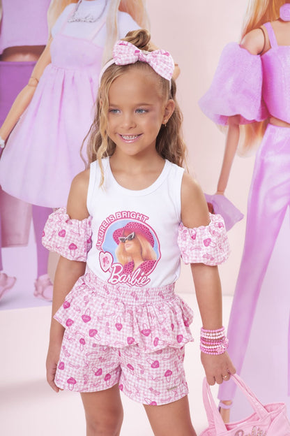 Short Infantil Rosa Balonê Barbie Pituchinhus