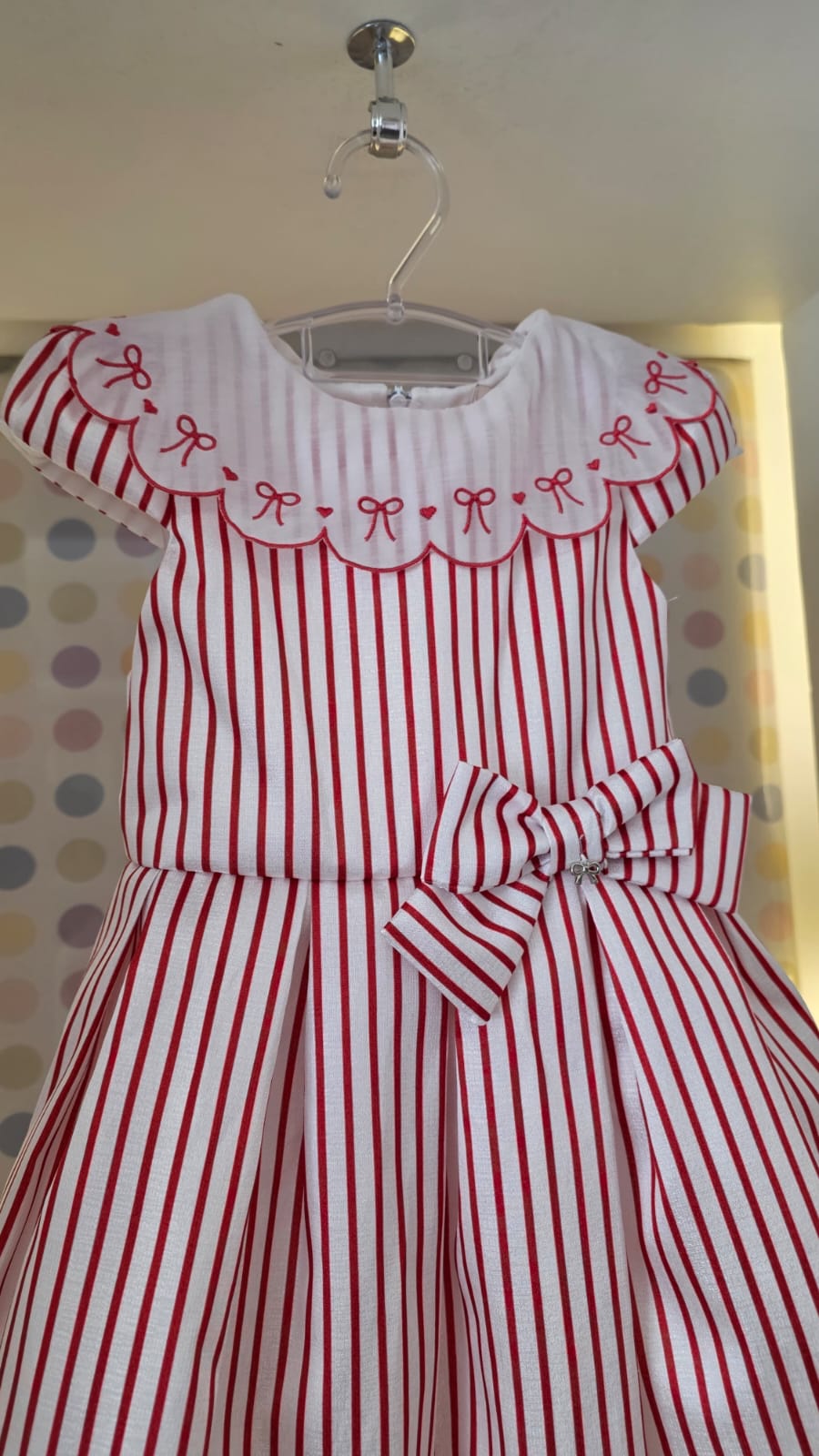 Vestido Infantil Vermelho Listrado Petit Cherie