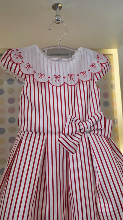 Vestido Infantil Vermelho Listrado Petit Cherie