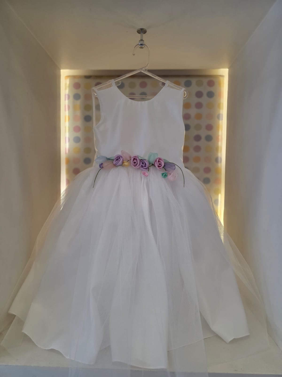 Vestido Infantil Festa Branco Voal Buá