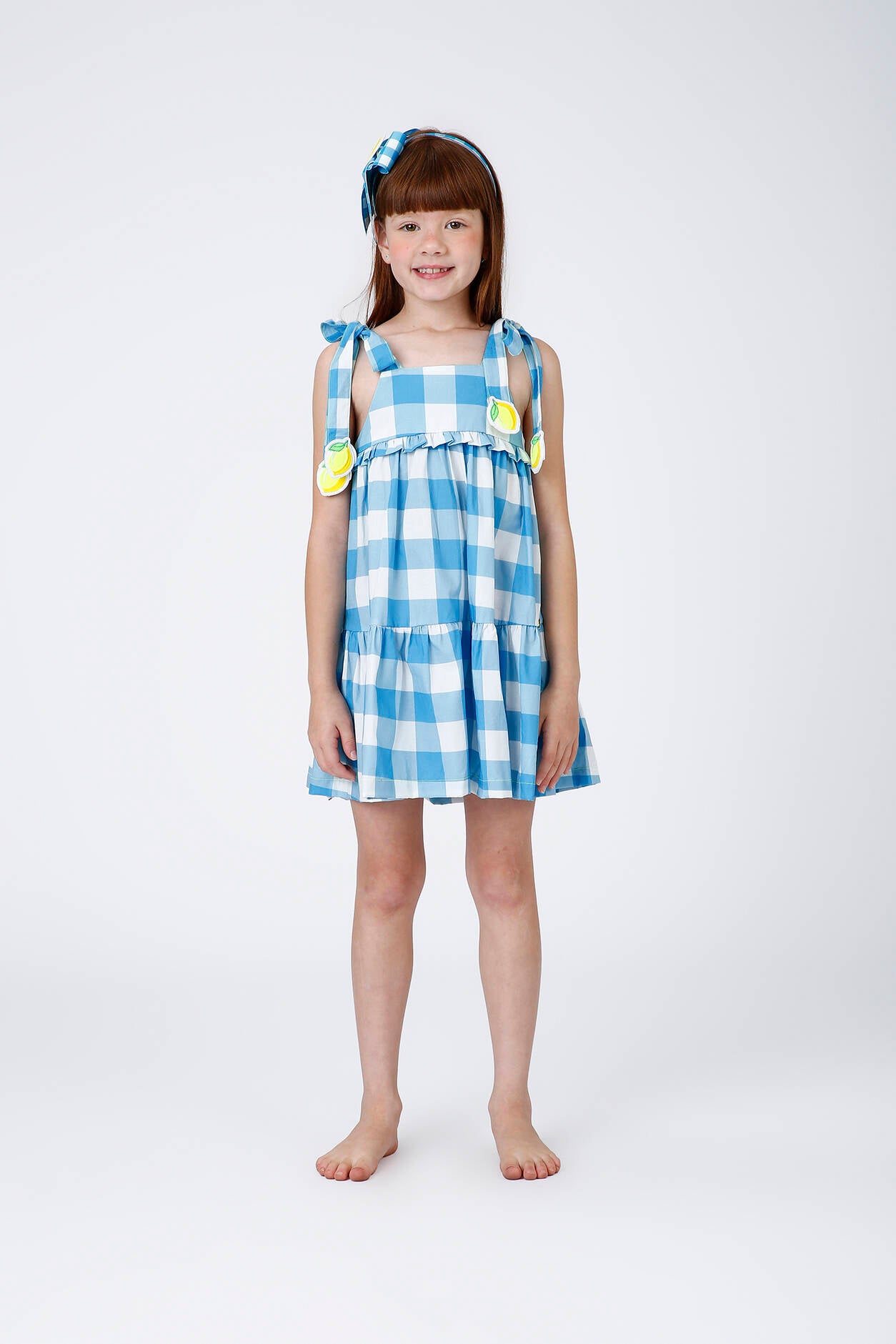 Vestido Infantil Lívia Vichy Limão Siri
