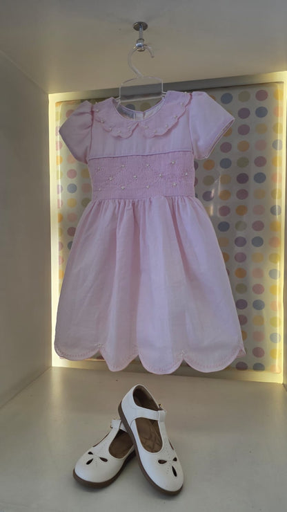Vestido Infantil Festonê Rosa Buá