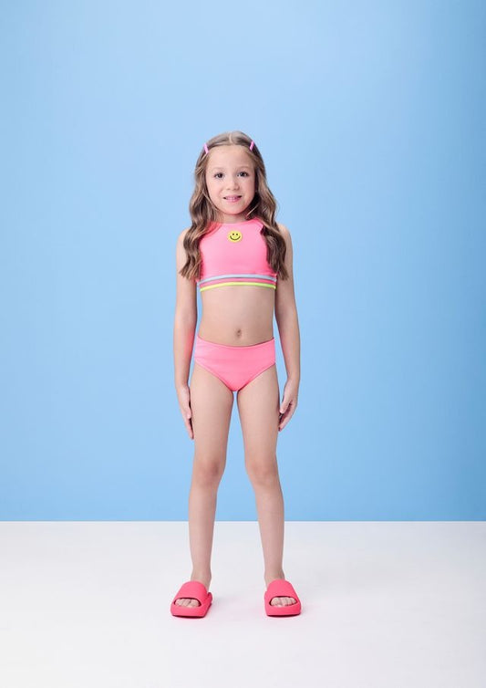 Biquíni Infantil Rosa Smile Momi