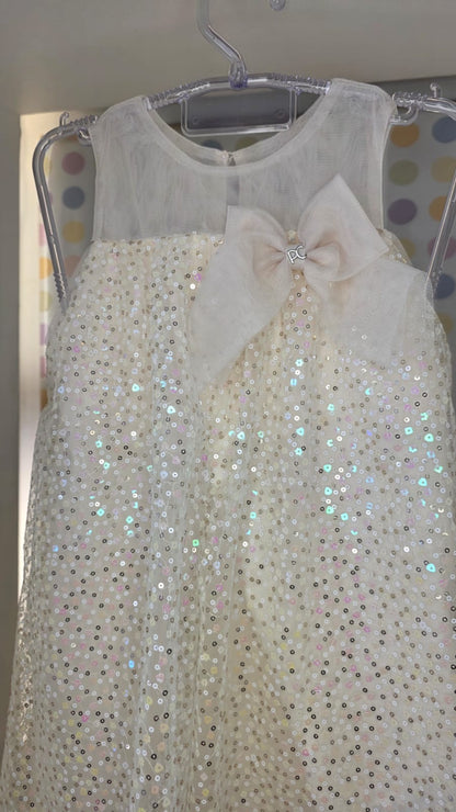 Vestido Infantil Creme Paetê Petit Cherie