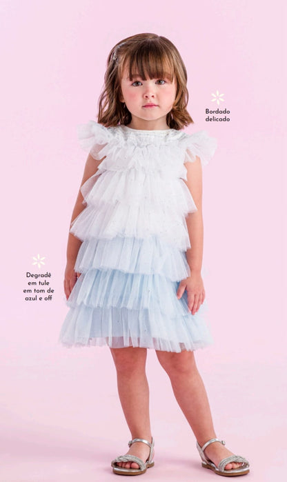 Vestido Infantil Babados Tule Petit Cherie