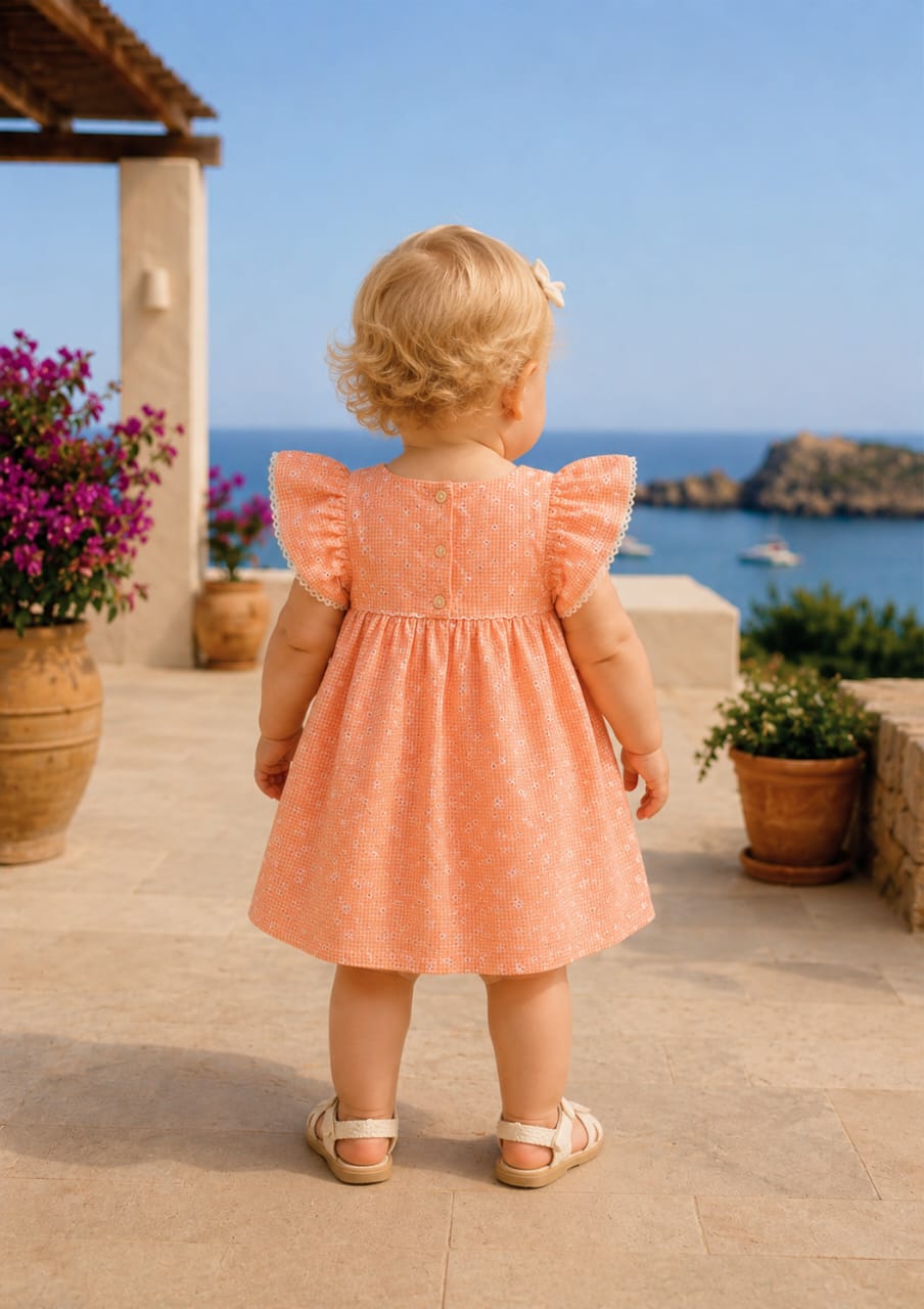 Vestido Bebê Laranja Xadrez Buá