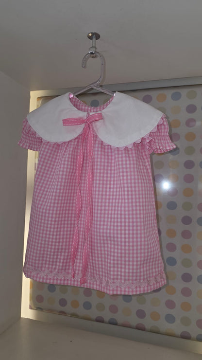 Vestido Bebê Rosa Xadrez Buá